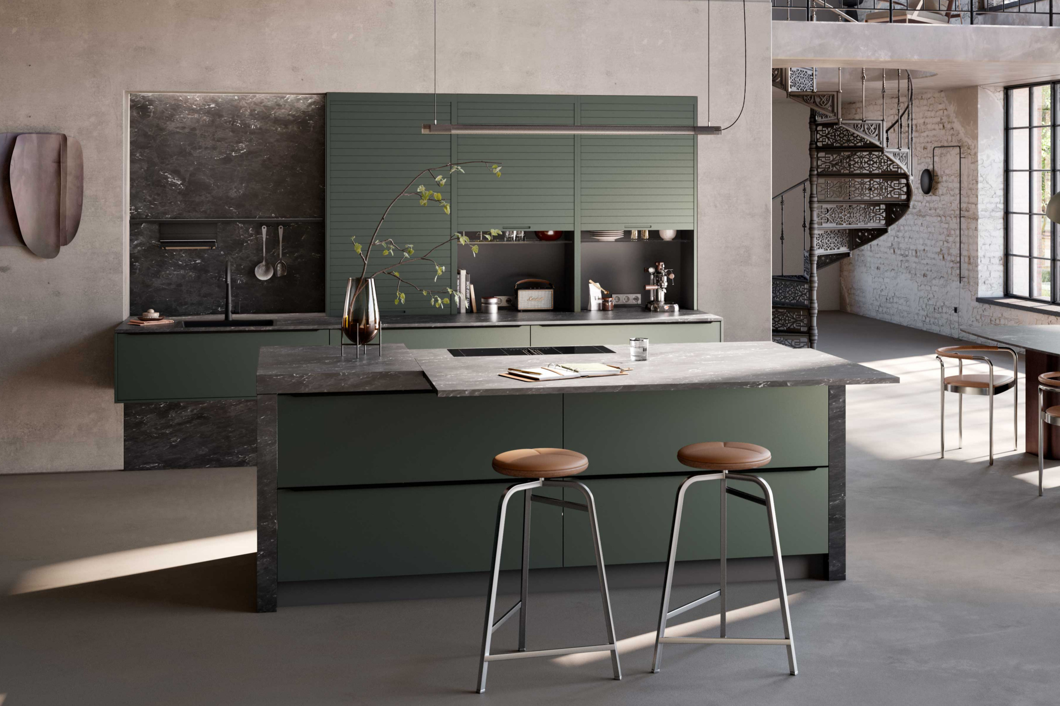 Küche in schwarz und rosa